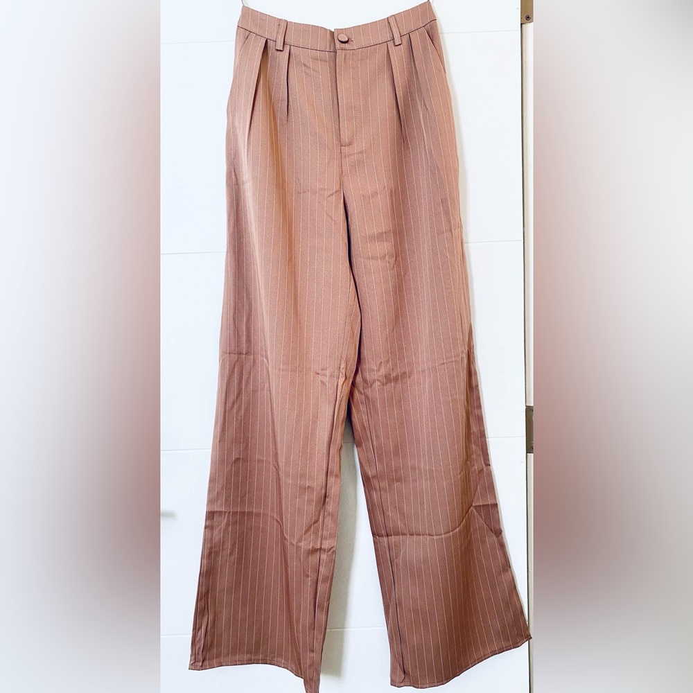 Missguided Powder Pink Pinstripe Pantsuit
